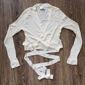 Cream Wrap Sweater Top